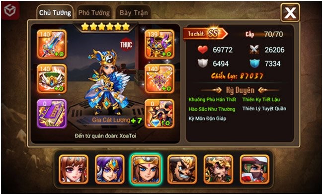 Thông tin chi tiết thông số Tướng trong Soái Ca 3Q