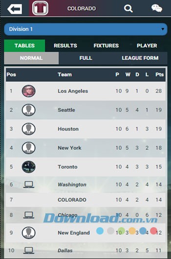 Giao diện trong game Soccer Manager Worlds trên Android