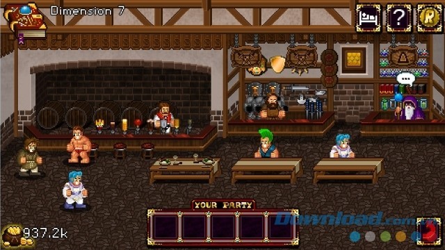 Các anh hùng có khả năng phi thường tụ hội tại quán rượu trong game nhập vai miễn phí Soda Dungeon cho máy tính