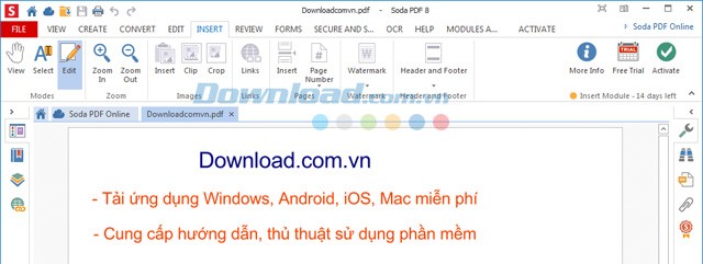 Chèn văn bản PDF