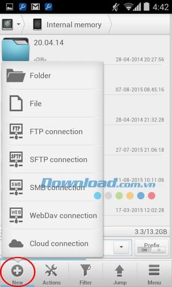 Các dịch vụ lưu trữ được tích hợp trong Solid Explorer Classic