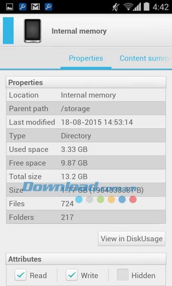 Solid Explorer Classic hiển thị thuộc tính của các tập tin
