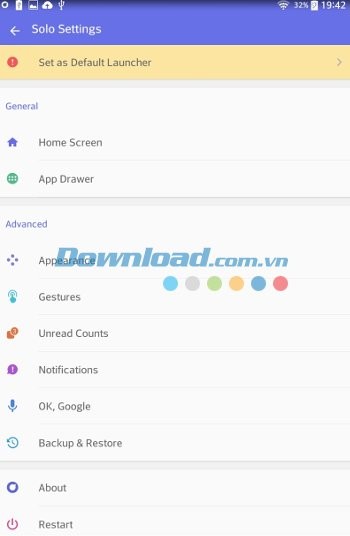 Các tùy chỉnh cơ bản của Solo Launcher