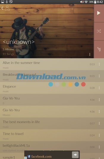 Solo Music Player cho phép phát nhạc theo nghệ sỹ