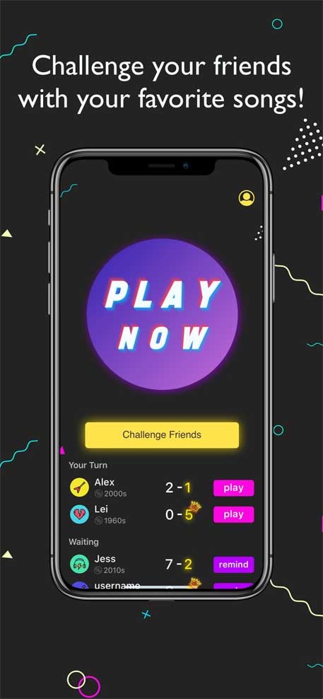 Giao diện chính của Song Quiz cho iOS