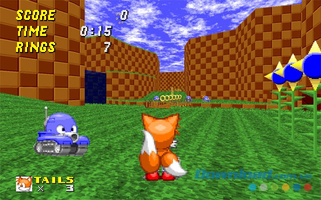 Điều khiển nhân vật Tails trong game phiêu lưu miễn phí cho máy tính Sonic Robo Blast 2