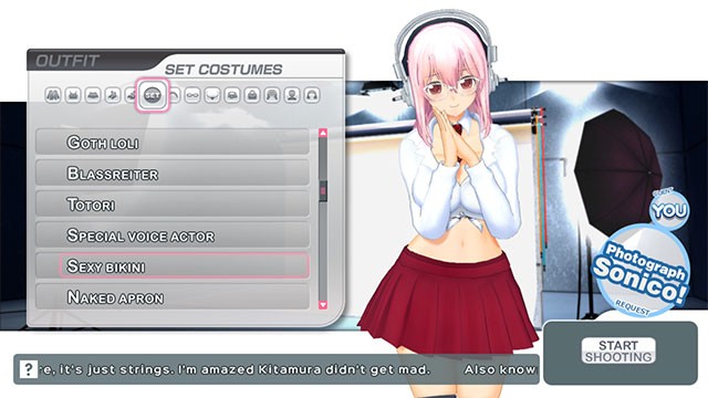 Chọn trang phục cho Sonico và bắt đầu chụp hình