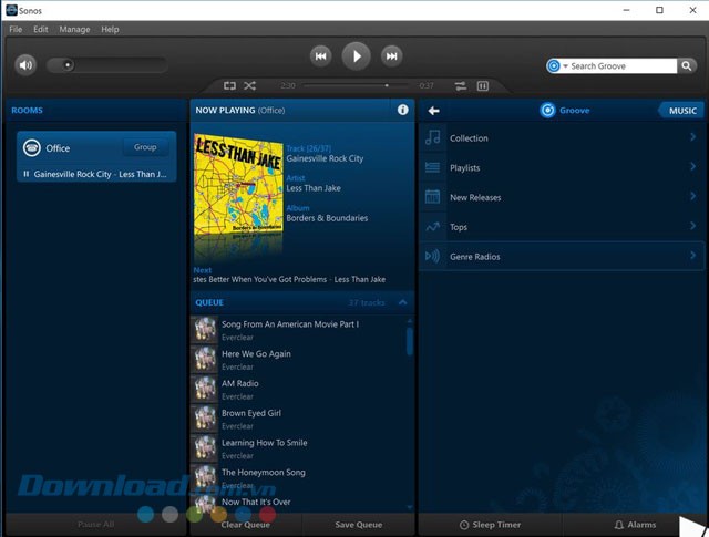 Giao diện ứng dụng Sonos Desktop Controller