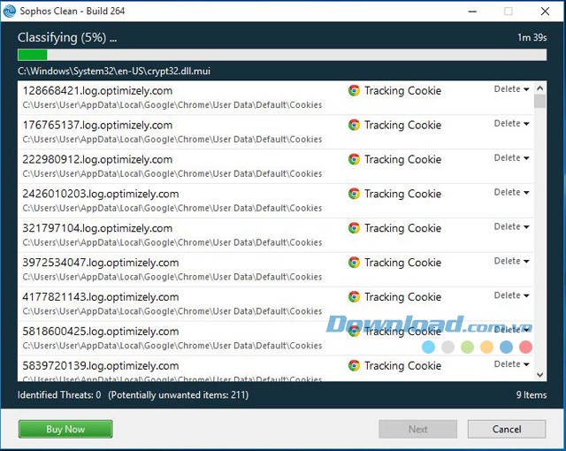 Xem kết quả quét phần mềm độc hại trong ứng dụng bảo mật Sophos Clean cho máy tính