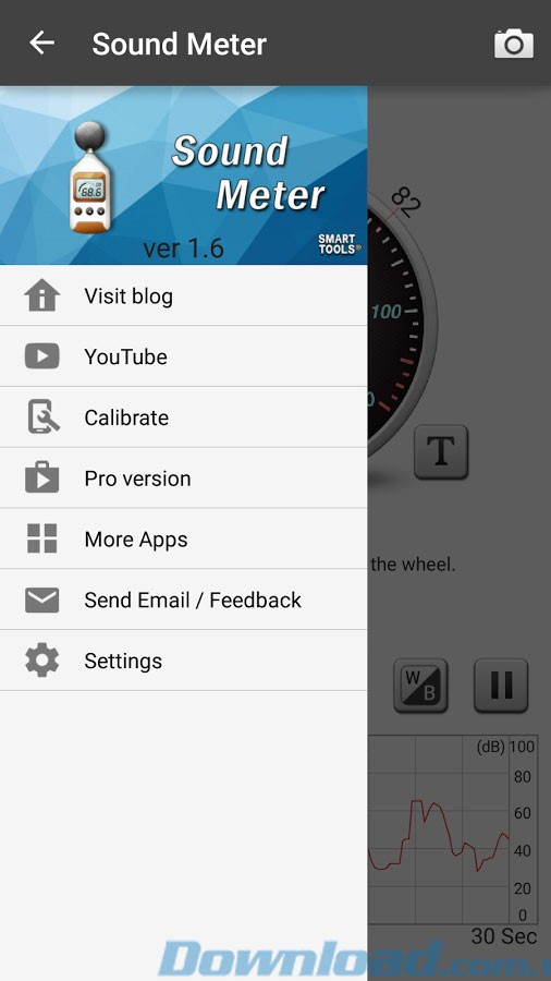 Giao diện ứng dụng Sound Meter