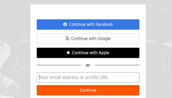 Đăng nhập SoundCloud miễn phí qua Facebook, Google hay Apple ID