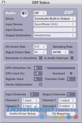 Hình ảnh trong thanh trạng thái của Max/MSP