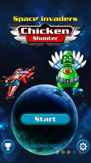 Giao diện chơi game Space Invaders: Chicken Shooter