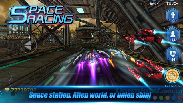 Giao diện game Space Racing 3D: Skyfall cho iOS