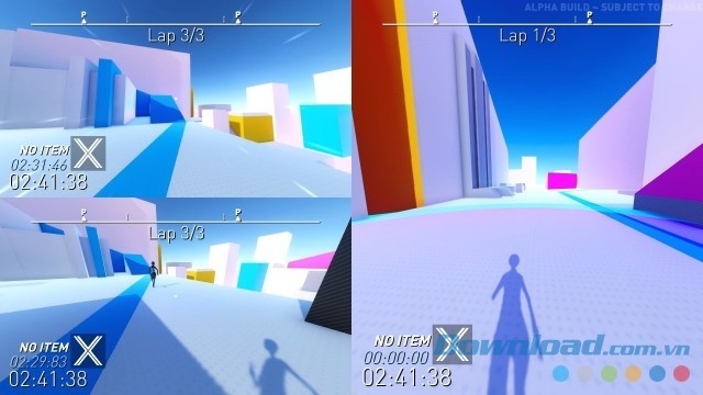 Màn hình được chia nhỏ dành cho nhiều người chơi trong game chạy đua Sparkour cho máy tính