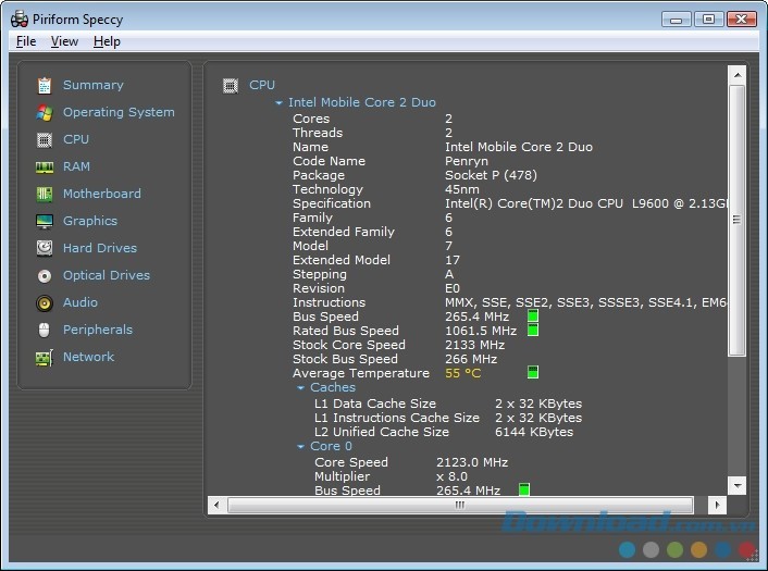 Kiểm tra thông tin CPU với Speccy