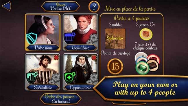 Splendor: The Board Game cho iOS có rất nhiều nhân vật để bạn chọn