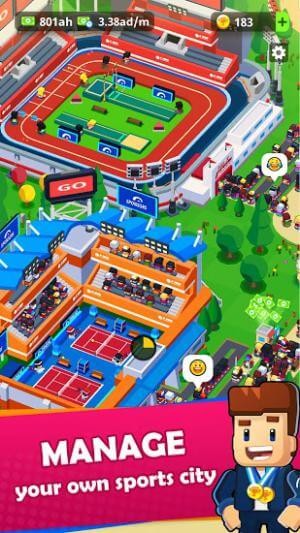 Quản lý thành phố thể thao của bạn trong game Sports City Tycoon