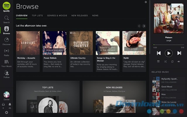 Nghe và quản lý nhạc cực chất với Spotify PC