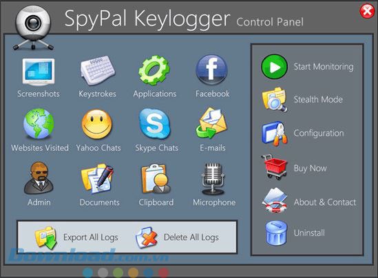 Giao diện SpyPal Keylogger