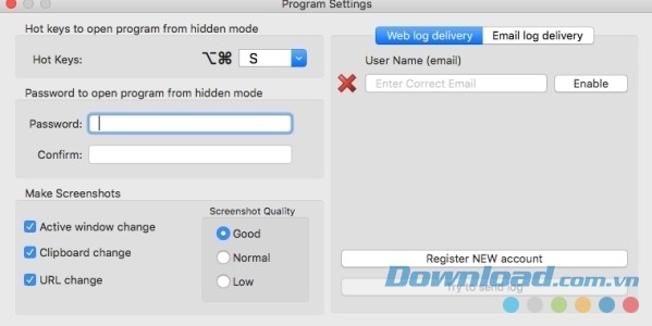 Cấu hình Spyrix Keylogger cho Mac theo nhu cầu
