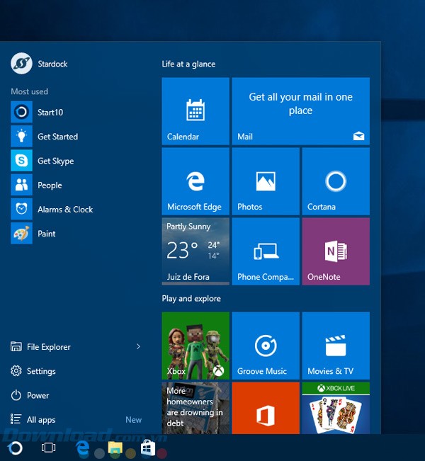 Thay đổi phong cách cho menu Start