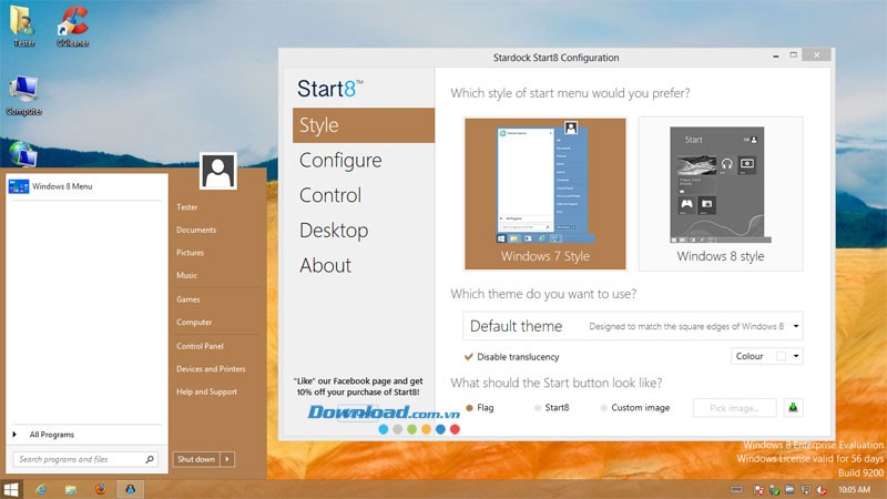 Start8 mang lại Menu Start giống trên Windows 7