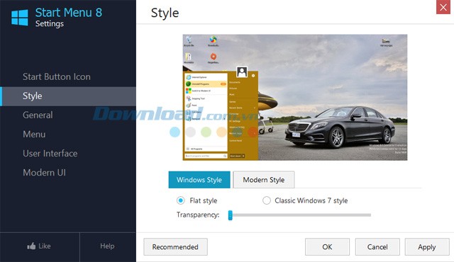 Chuyển đổi giữa hai giao diện Start