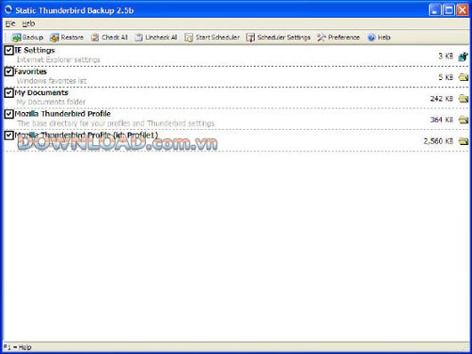 Static Thunderbird Backup