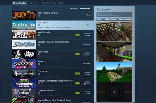 Giao diện thân thiện của Steam cũng giúp bạn xem các thể loại game một cách khoa học
