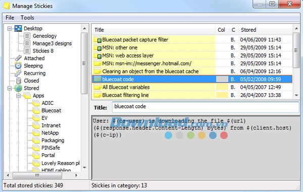 Giao diện Stickies