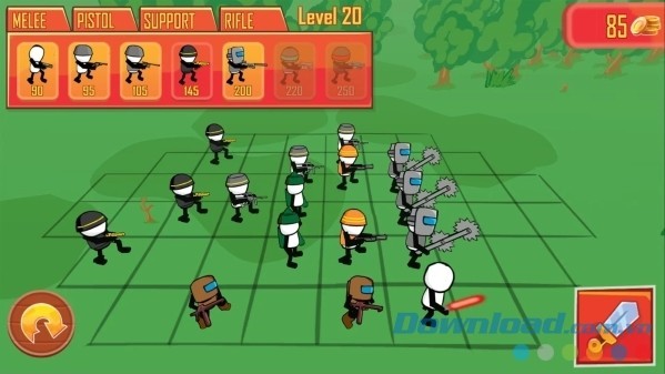 Game mô phỏng dàn trận chiến đấu cực hay Stickman Gun Battle Simulator cho Android