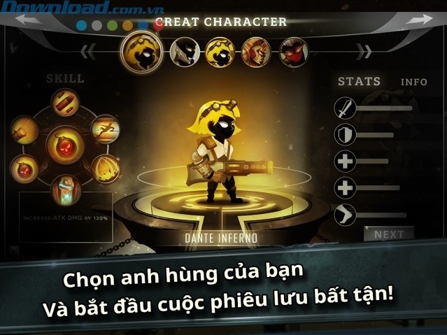 Chọn anh hùng và bắt đầu cuộc phiêu lưu