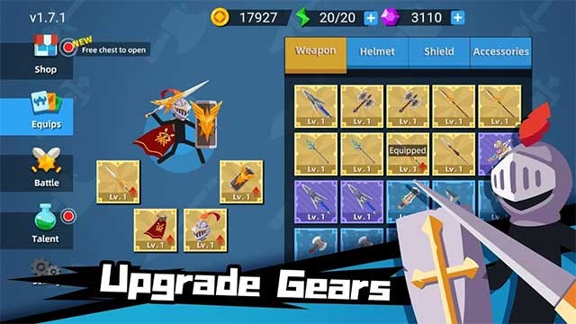 Nâng cấp trang bị, vũ khí và kỹ năng cho anh hùng người que của bạn