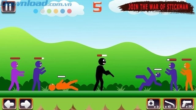 Game người que bắn súng 2D vui nhộn