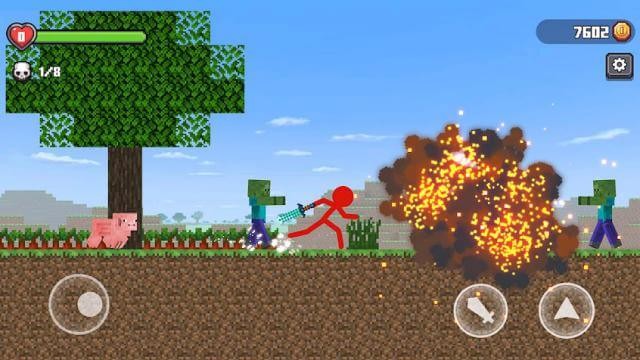 Trở thành anh hùng người que và chiến đấu trong game Stickman vs Craftman