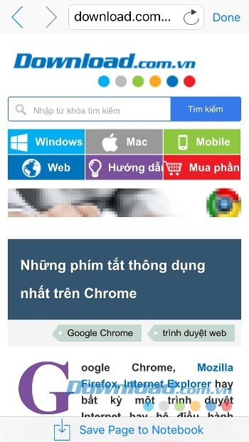Lưu trang web vào ghi chú