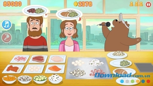 Khi nhà hàng phát triển, bạn sẽ mở khóa nguyên liệu mới và thu hút nhiều khách hơn