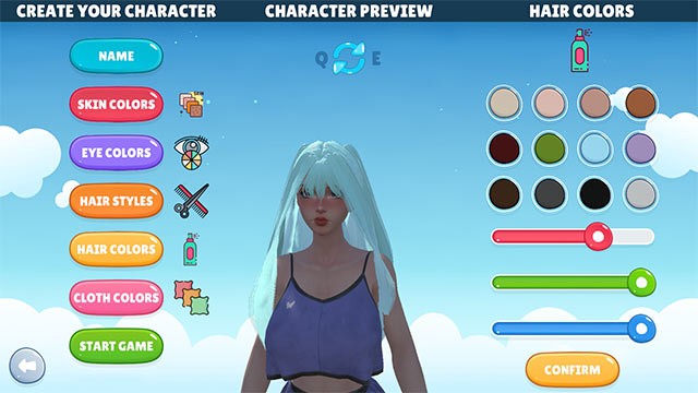 Tùy chỉnh nữ stream xinh đẹp; từ màu tóc đến màu da, trang phục, phụ kiện... để thể hiện cá tính riêng
