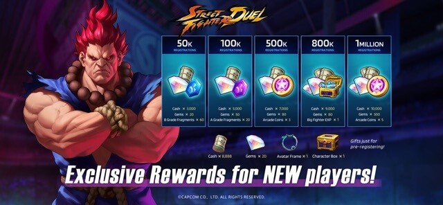 Street Fighter Duel có những phần thưởng độc quyền cho người chơi mới