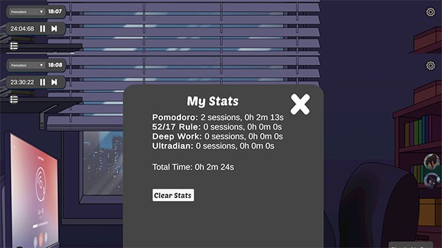 Khám phá các chế độ học tập và theo dõi kết quả trong Study With Me: Lofi Vibes