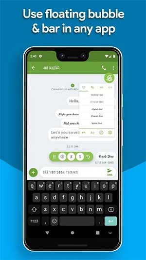 Sử dụng thanh cài đặt nổi