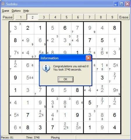 Giao diện Windows Sudoku Puzzle Game
