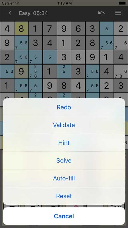 Sudoku (Full Version) cung cấp nhiều chức năng hỗ trợ hữu ích