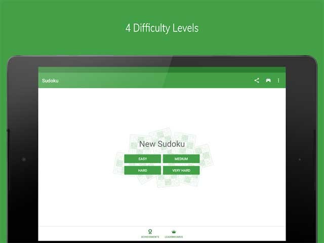 Sudoku for Android có bốn cấp độ từ Dễ đến Rất khó và một bộ đếm thời gian