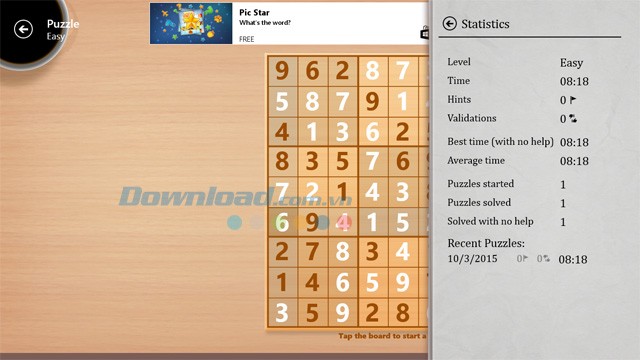 Sudoku Free thống kê