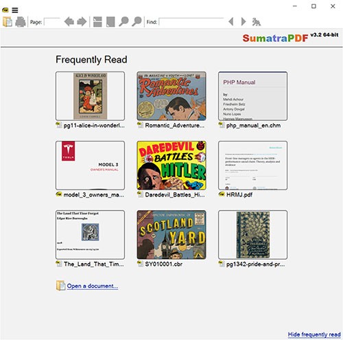 Giao diện ứng dụng đọc và chỉnh sửa tài liệu SumatraPDF