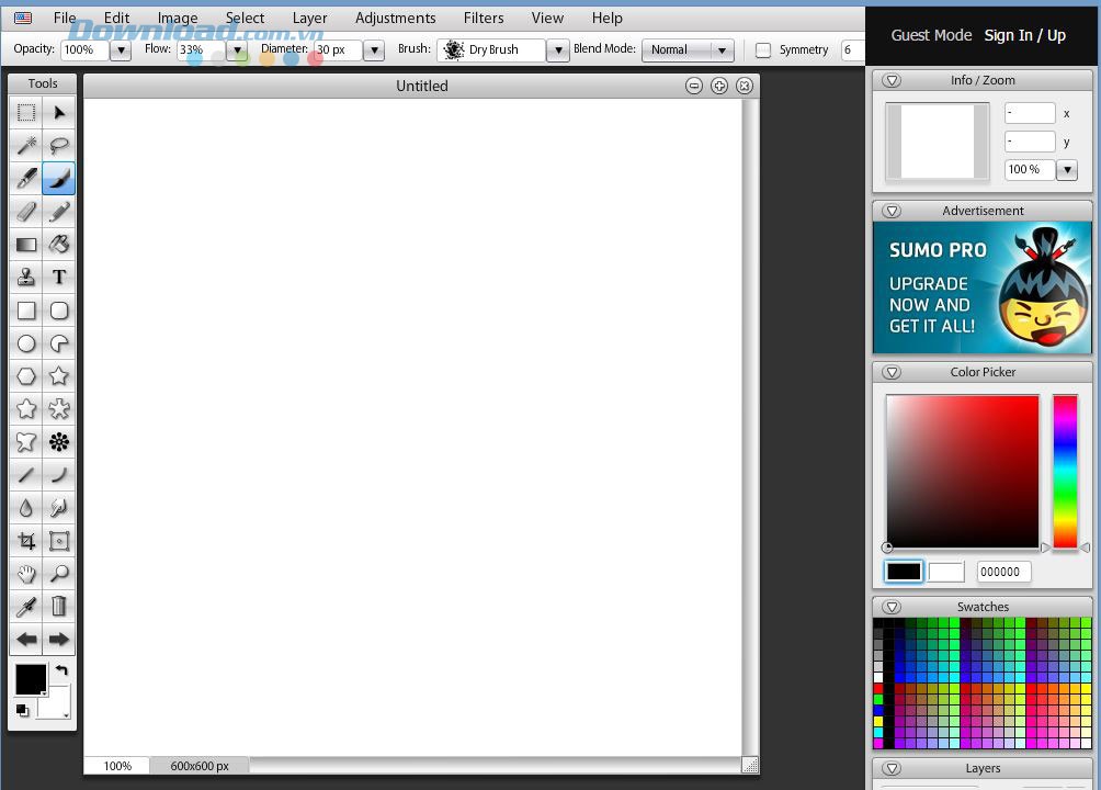Giao diện Sumo Paint