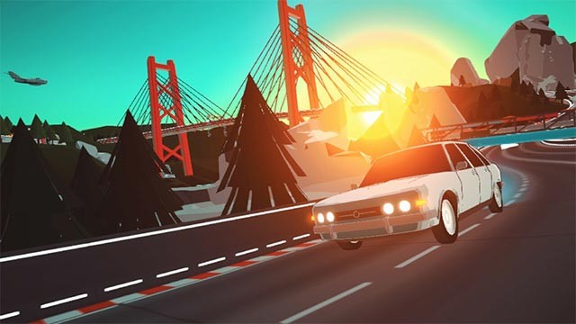 Đua xe vào buổi bình minh đầy nắng và đi qua những cảnh quan ngoạn mục