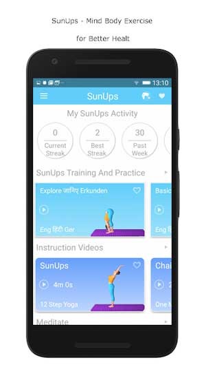 SunUps là ứng dụng tập yoga tại nhà hiệu quả